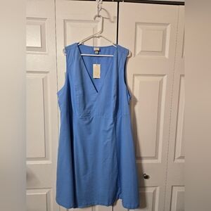 Blue Sleeveless Sun Dress With Pockets, Size 24, New With Tags